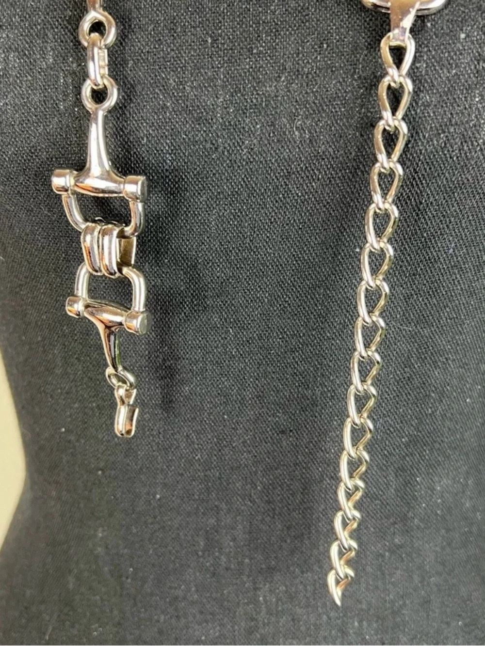 ESCADA Women’s Silver Tone Adjustable Equestrian Chain Link Horse Bit Belt